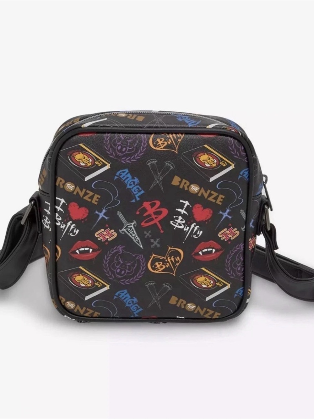 NWT Loungefly Buffy the Vampire Slayer Crossbody Bag with Multicolor Icons